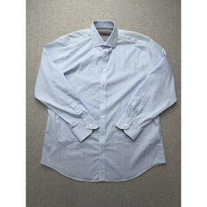 Twillory Dress Shirt Mens 17.5 34/35 Blue Solid Tailored Fit Performance Stretch